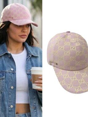Gucci Pink GG Monogram Canvas Cotton Baseball Cap Hat w/ Dust Bag